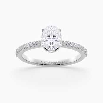 Diamond Set Oval Liraz Hidden Halo Diamond Ring in Platinum 950