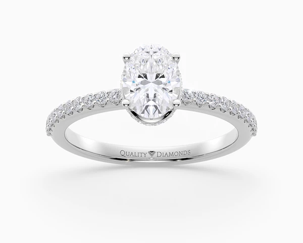 Diamond Set Oval Liraz Hidden Halo Diamond Ring in Platinum