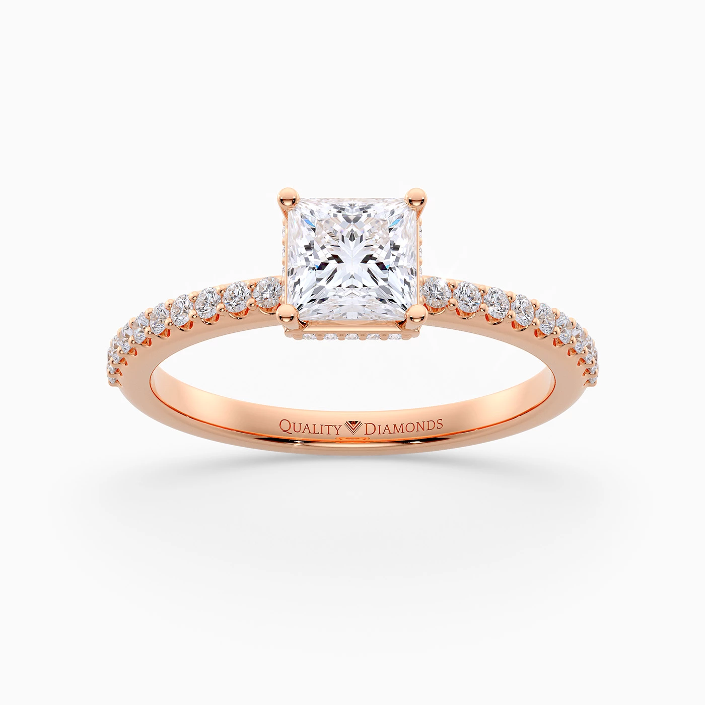 Diamond Set Princess Liraz Hidden Halo Diamond Ring in 18K Rose Gold