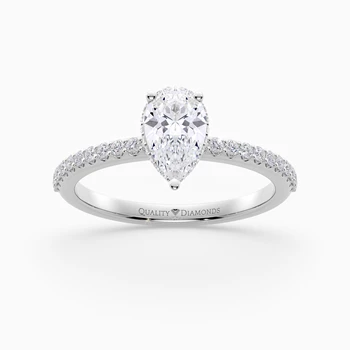 Diamond Set Pear Liraz Hidden Halo Diamond Ring in Platinum