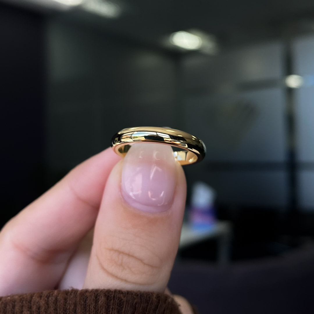 18K Yellow Gold 3mm Traditional D Shape Medium Weight Wedding Ring