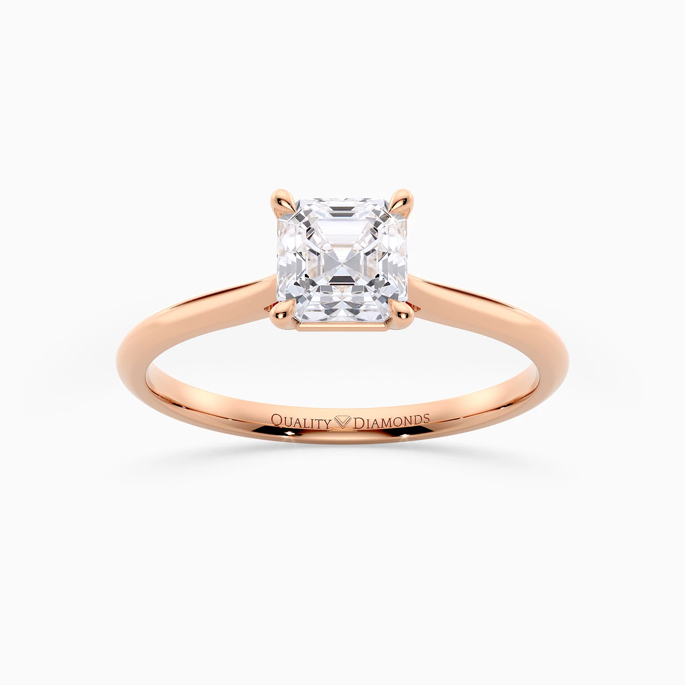 Asscher Carys Diamond Ring in 9K Rose Gold
