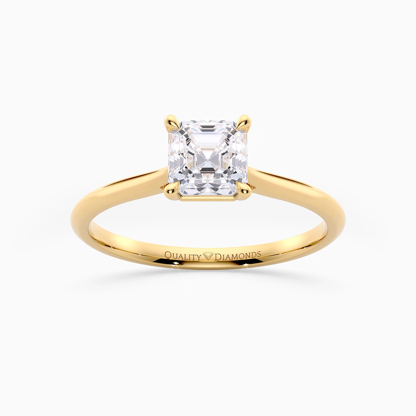 Asscher Carys Diamond Ring in 9K Yellow Gold
