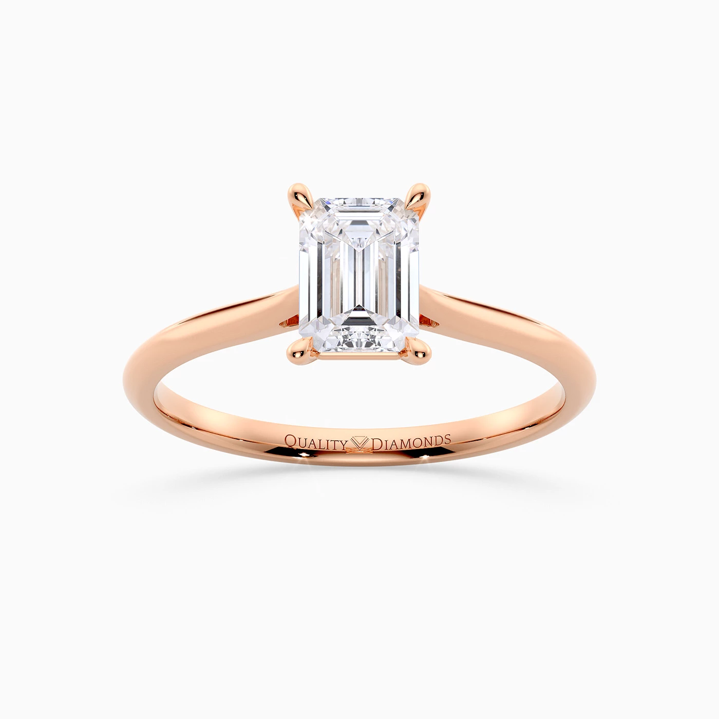 Emerald Carys Diamond Ring in 9K Rose Gold