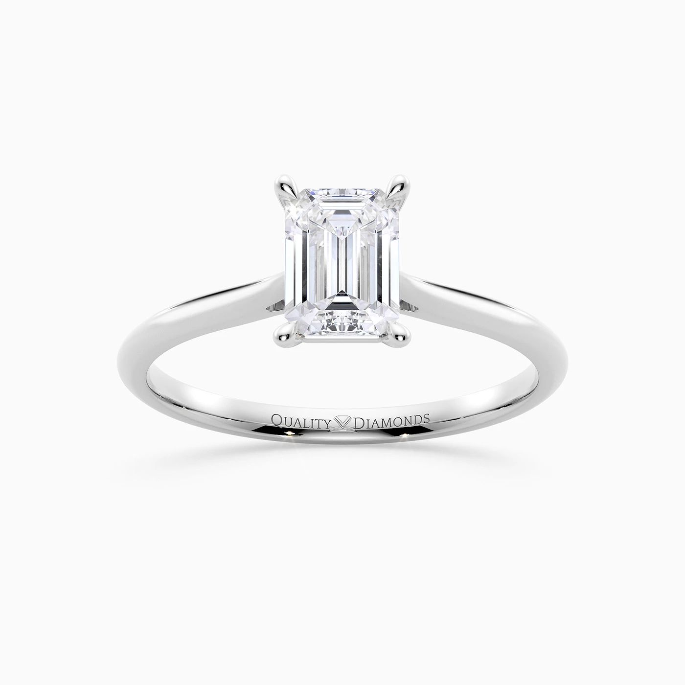 Emerald Carys Diamond Ring in 18K White Gold