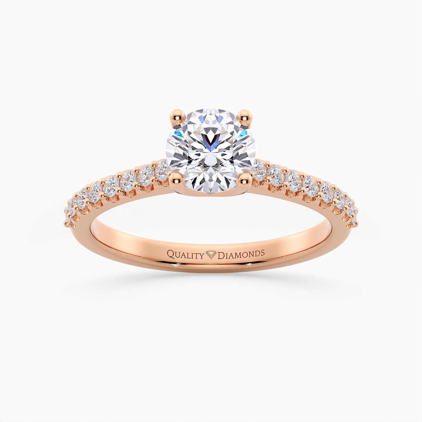 Diamond Set Round Brilliant Amorette Diamond Ring in 9K Rose Gold
