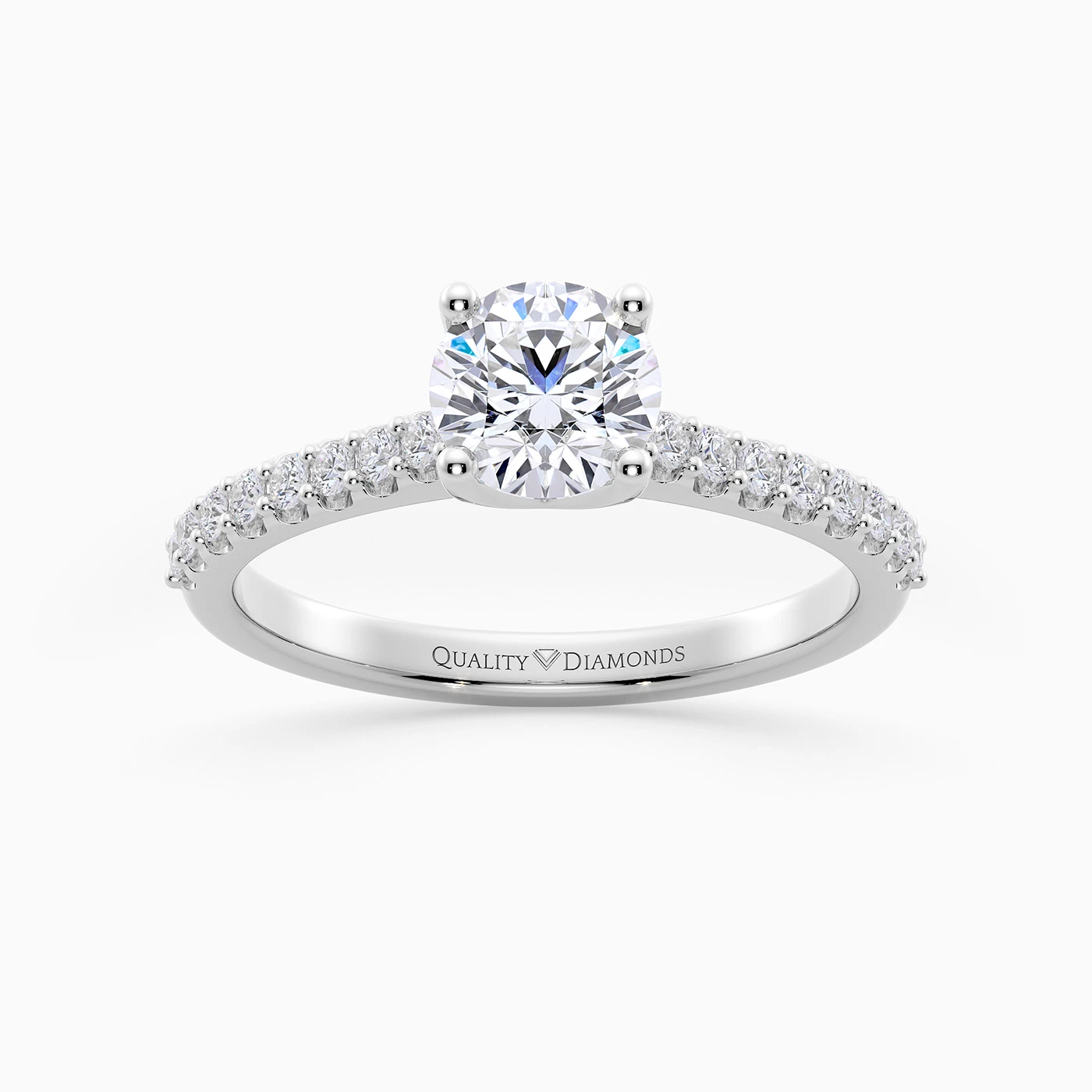 Diamond Set Round Brilliant Amorette Diamond Ring in 18K White Gold