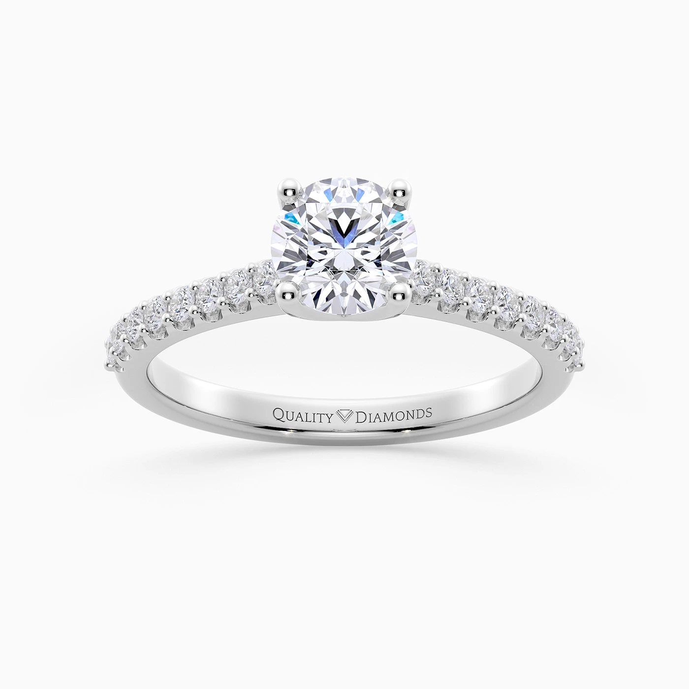 Diamond Set Round Brilliant Amorette Diamond Ring in Palladium