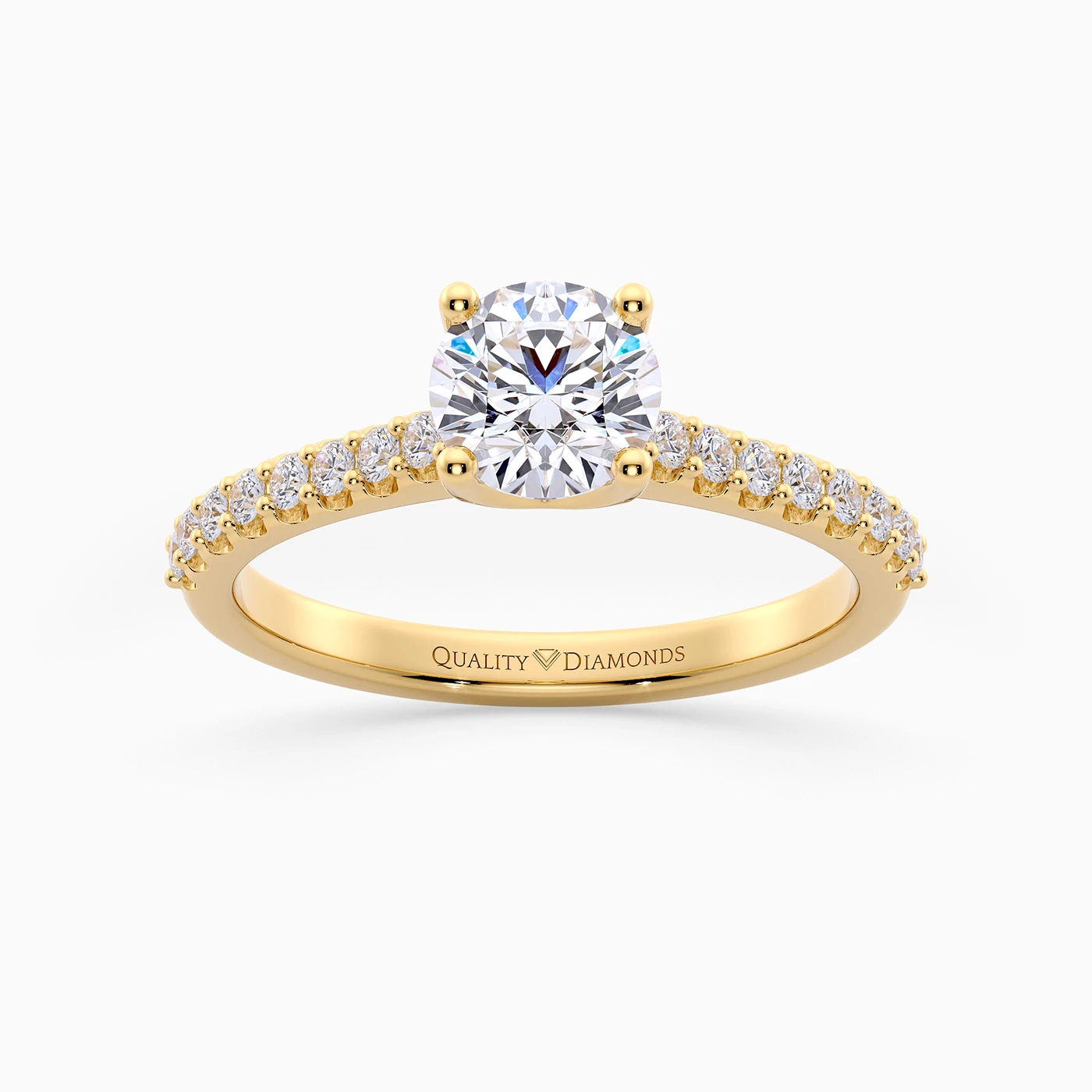 Diamond Set Round Brilliant Amorette Diamond Ring in 18K Yellow Gold