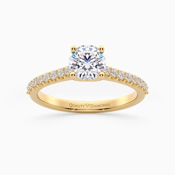 Diamond Set Round Brilliant Amorette Diamond Ring in 18K Yellow Gold