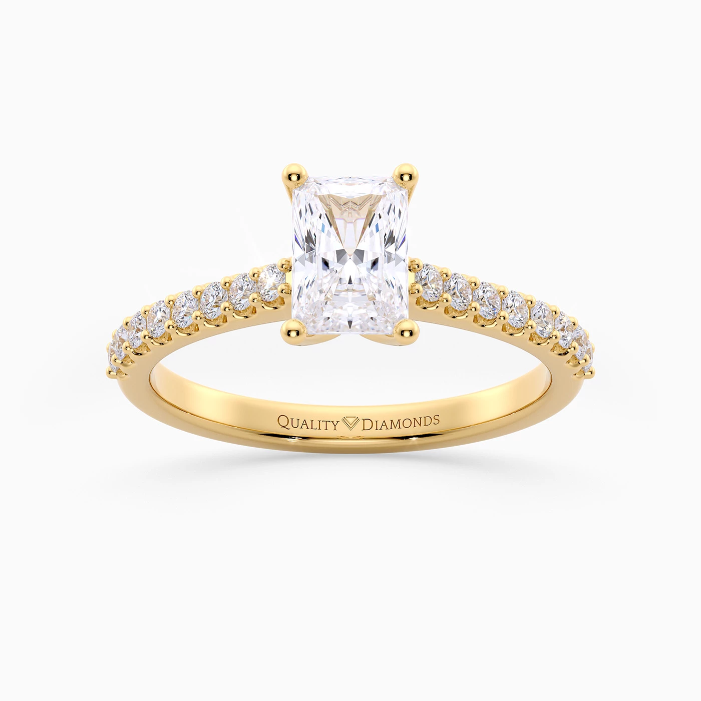 Radiant Diamond Set Amorette Diamond Ring in 9K Yellow Gold