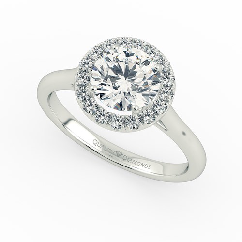 18K White Gold Halo Diamond Engagement Ring