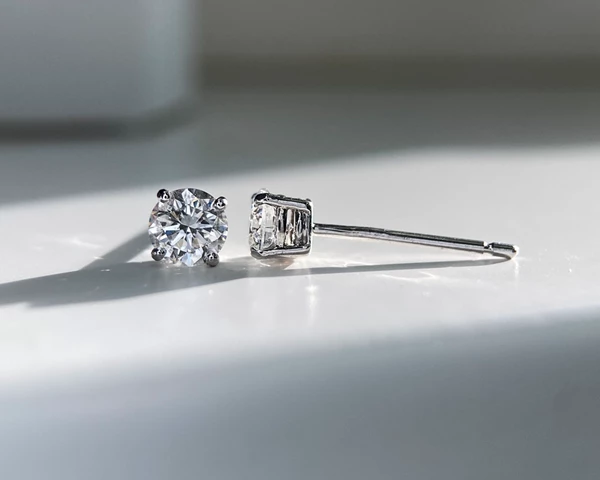 0.64ct Lab-Grown Round Brilliant Ettore Diamond Stud Earrings in 9K White Gold
