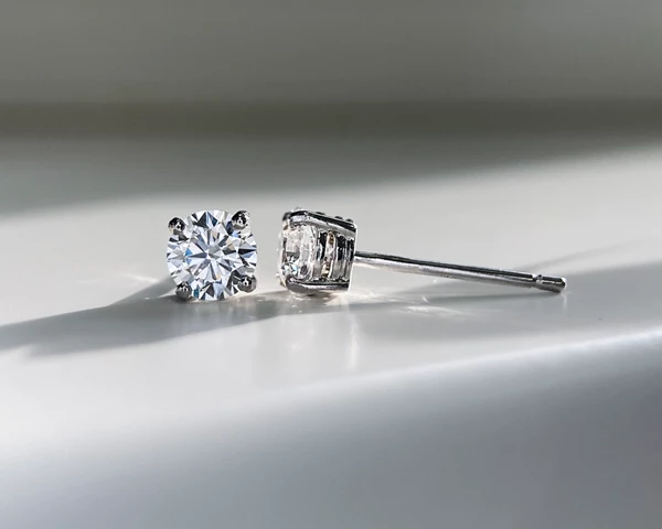 0.85ct Lab-Grown Round Brilliant Ettore Diamond Stud Earrings in 9K White Gold