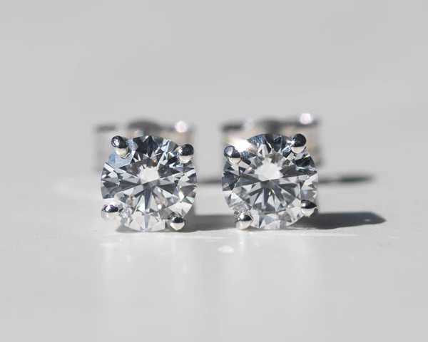 1ct Lab-Grown Round Brilliant Ettore Diamond Stud Earrings in 9K White Gold