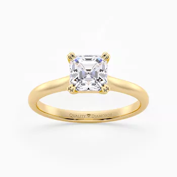 Asscher Ettore Diamond Ring in 9K Yellow Gold