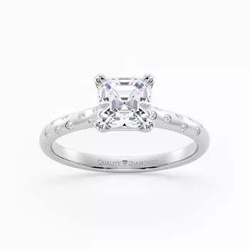 Diamond Set Asscher Ettore Diamond Ring in Platinum 950