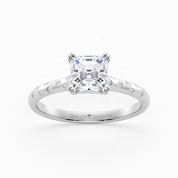 Diamond Set Asscher Ettore Diamond Ring in Platinum 950