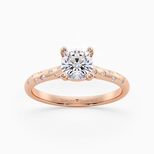 Diamond Set Cushion Ettore Diamond Ring in 18K Rose Gold