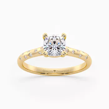 Diamond Set Cushion Ettore Diamond Ring in 9K Yellow Gold