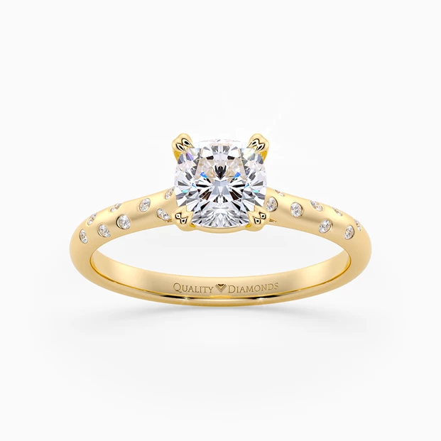 Diamond Set Cushion Ettore Diamond Ring in 18K Yellow Gold