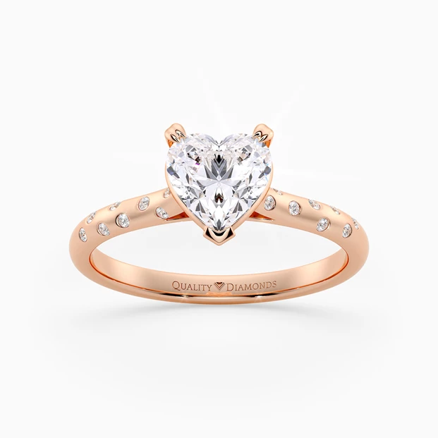 Diamond Set Heart Ettore Diamond Ring in 18K Rose Gold