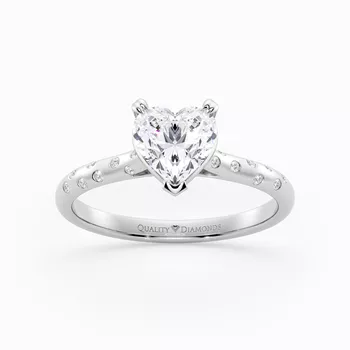 Diamond Set Heart Ettore Diamond Ring in Platinum 950
