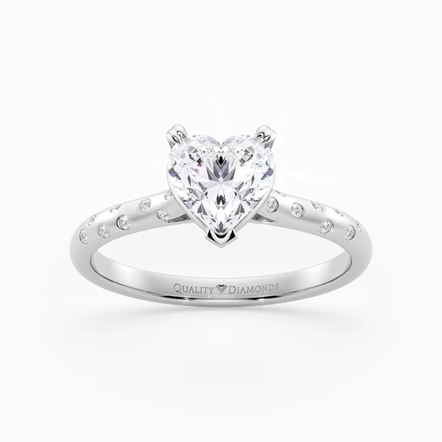 Diamond Set Heart Ettore Diamond Ring in Platinum 950