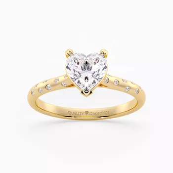 Diamond Set Heart Ettore Diamond Ring in 9K Yellow Gold