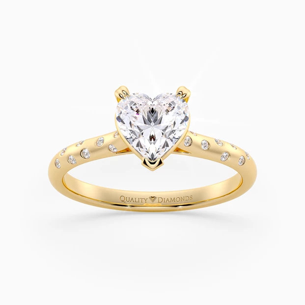 Diamond Set Heart Ettore Diamond Ring in 9K Yellow Gold