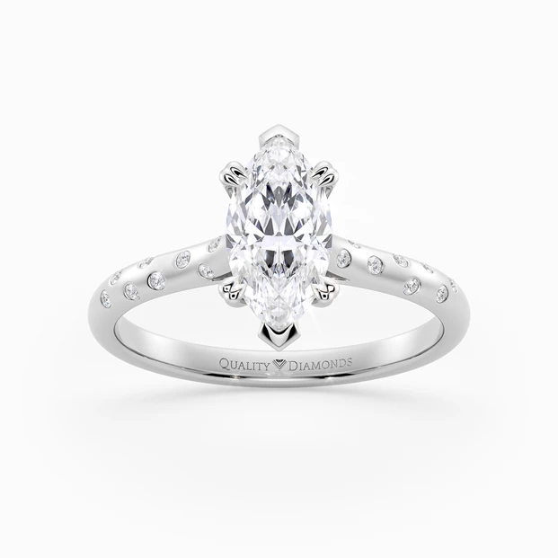 Diamond Set Marquise Ettore Diamond Ring in Palladium 950