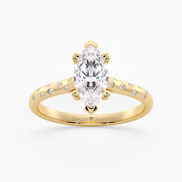 Diamond Set Marquise Ettore Diamond Ring in 9K Yellow Gold