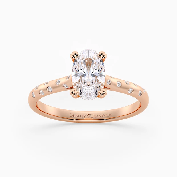 Diamond Set Oval Ettore Diamond Ring in 9K Rose Gold
