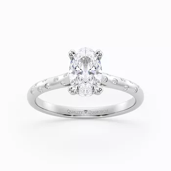 Diamond Set Oval Ettore Diamond Ring in Platinum 950