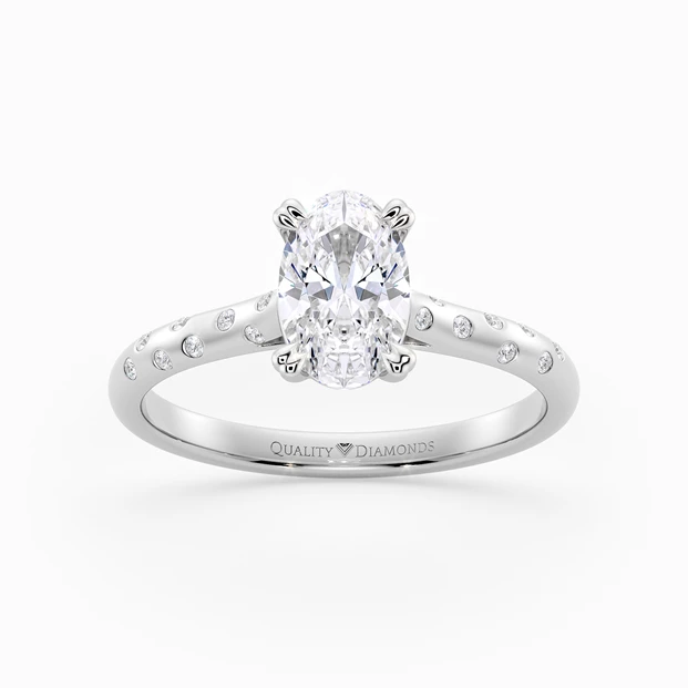 Diamond Set Oval Ettore Diamond Ring in Palladium 950