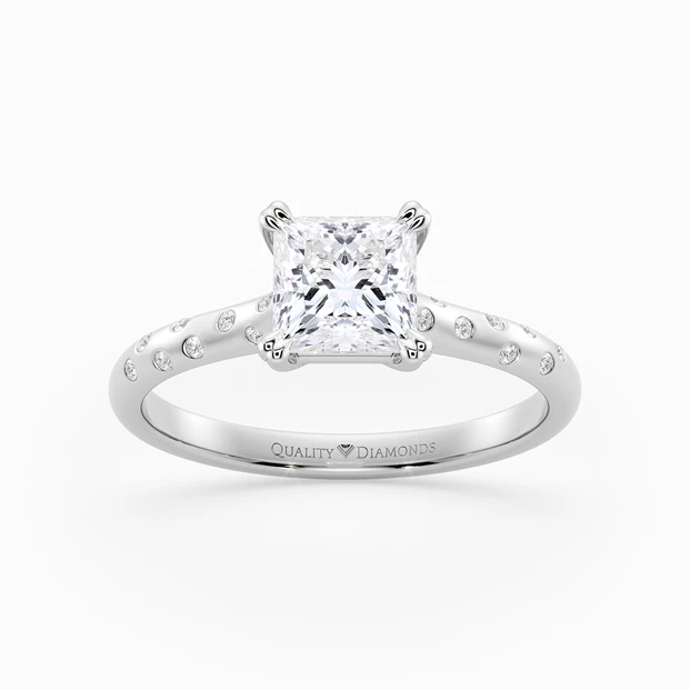 Diamond Set Princess Ettore Diamond Ring in Palladium 950