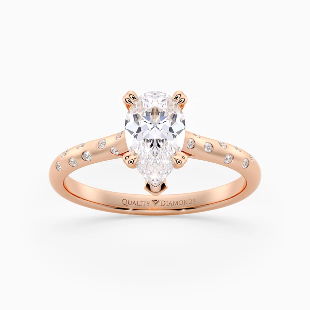 Diamond Set Pear Ettore Diamond Ring in 18K Rose Gold