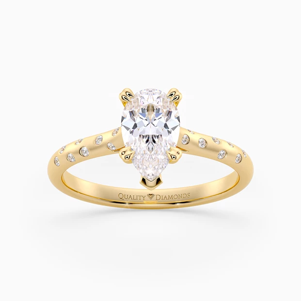 Diamond Set Pear Ettore Diamond Ring in 9K Yellow Gold