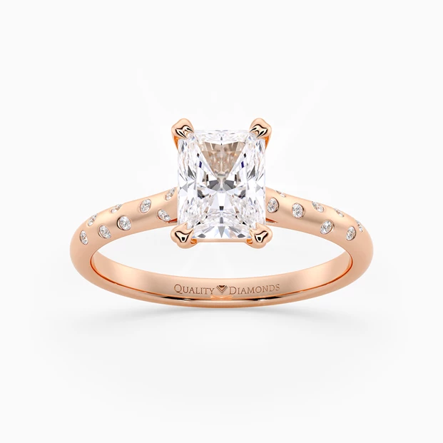 Diamond Set Radiant Ettore Diamond Ring in 9K Rose Gold