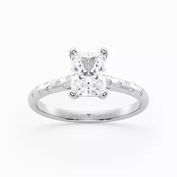 Diamond Set Radiant Ettore Diamond Ring in Platinum 950