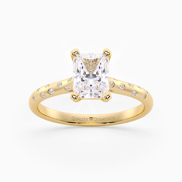 Diamond Set Radiant Ettore Diamond Ring in 18K Yellow Gold