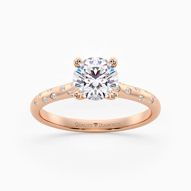 Diamond Set Round Brilliant Ettore Diamond Ring in 9K Rose Gold
