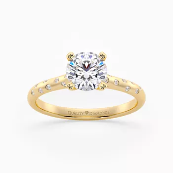 Diamond Set Round Brilliant Ettore Diamond Ring in 18K Yellow Gold