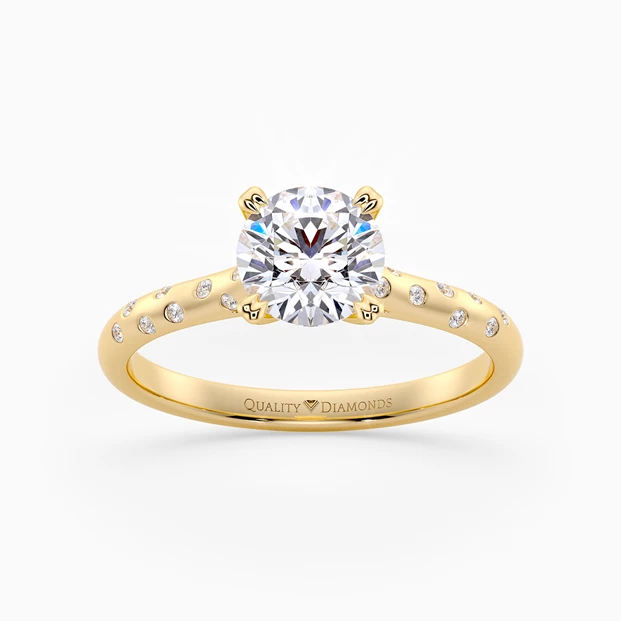 Diamond Set Round Brilliant Ettore Diamond Ring in 18K Yellow Gold