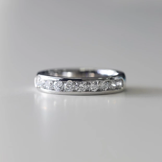 Platinum 4mm Half Channel Set Lab Grown Diamond Ring