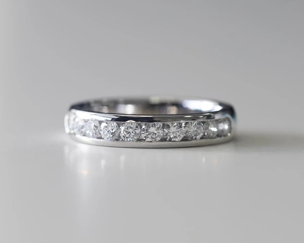 Platinum 4mm Half Channel Set Lab Grown Diamond Ring