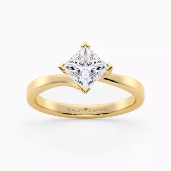 Princess Cura Diamond Ring in 9K Yellow Gold