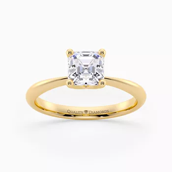 Asscher Amorette Diamond Ring in 9K Yellow Gold