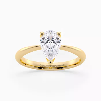 Pear Amorette Diamond Ring in 9K Yellow Gold