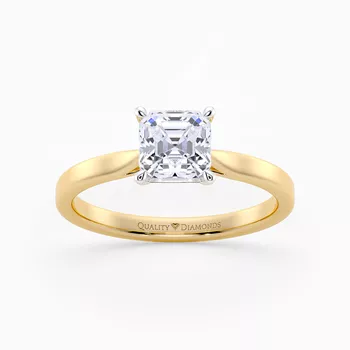 Asscher Clara Diamond Ring in 9K Yellow Gold